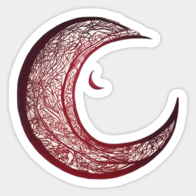 Crescent Moon Ruby Red Shadow Silhouette Anime Style Collection No. 318 Sticker by cornelliusy